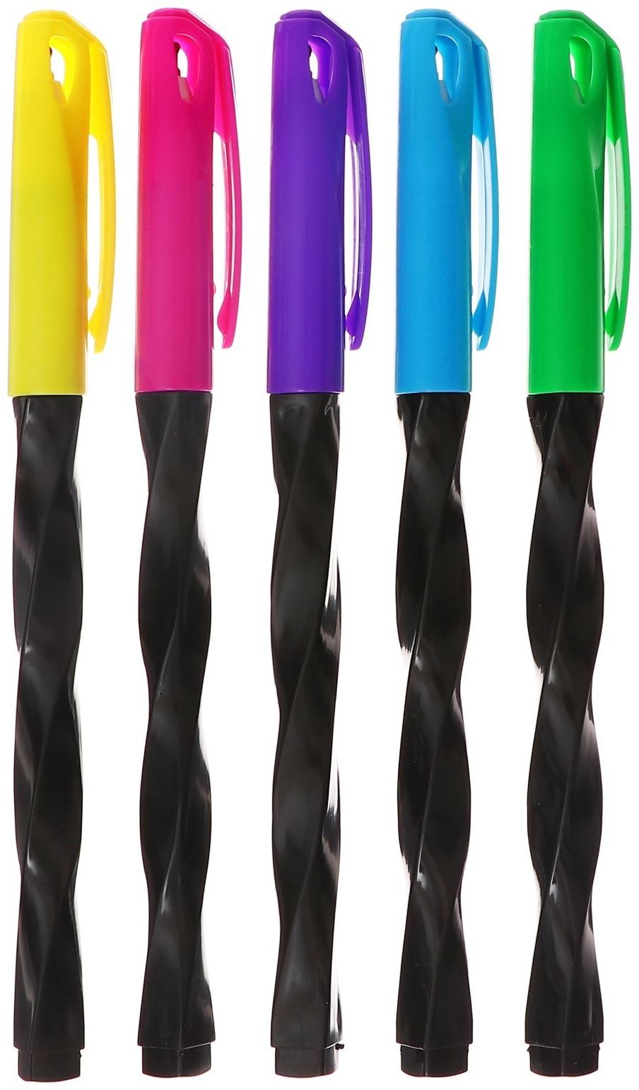 Набор 24 шт. Ручка шариковая 0,7мм синяя, корпус Спираль МИКС, маслянные чернила