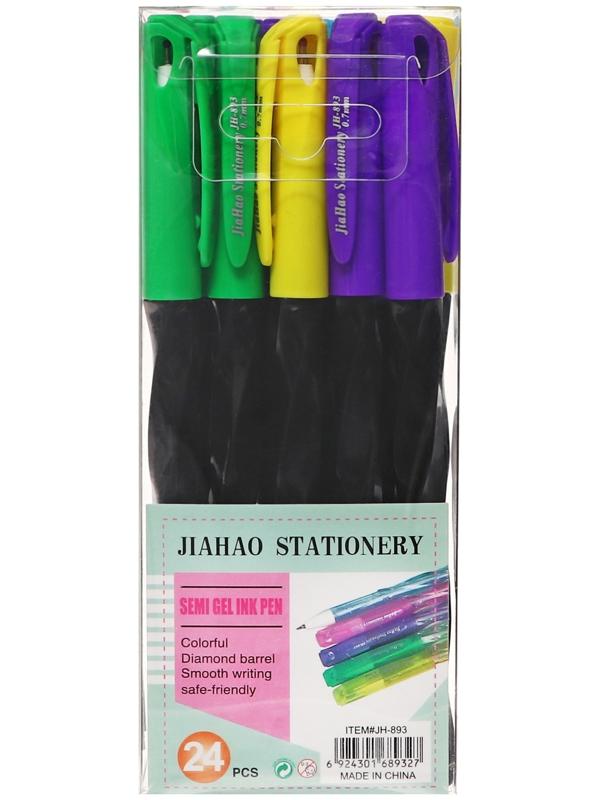 Набор 24 шт. Ручка шариковая 0,7мм синяя, корпус Спираль МИКС, маслянные чернила