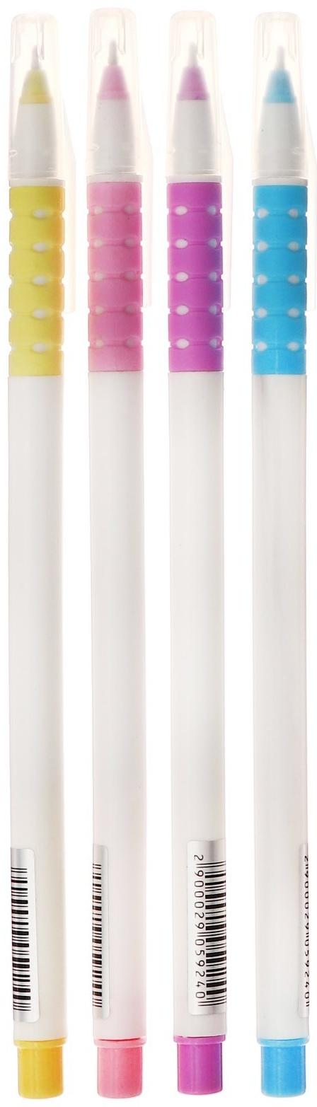 Набор 12 шт. Ручка шариковая 1,0мм синяя, корпус белый, с резиновым держателем МИКС