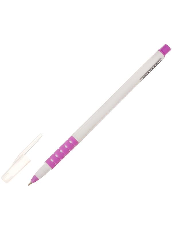 Набор 12 шт. Ручка шариковая 1,0мм синяя, корпус белый, с резиновым держателем МИКС