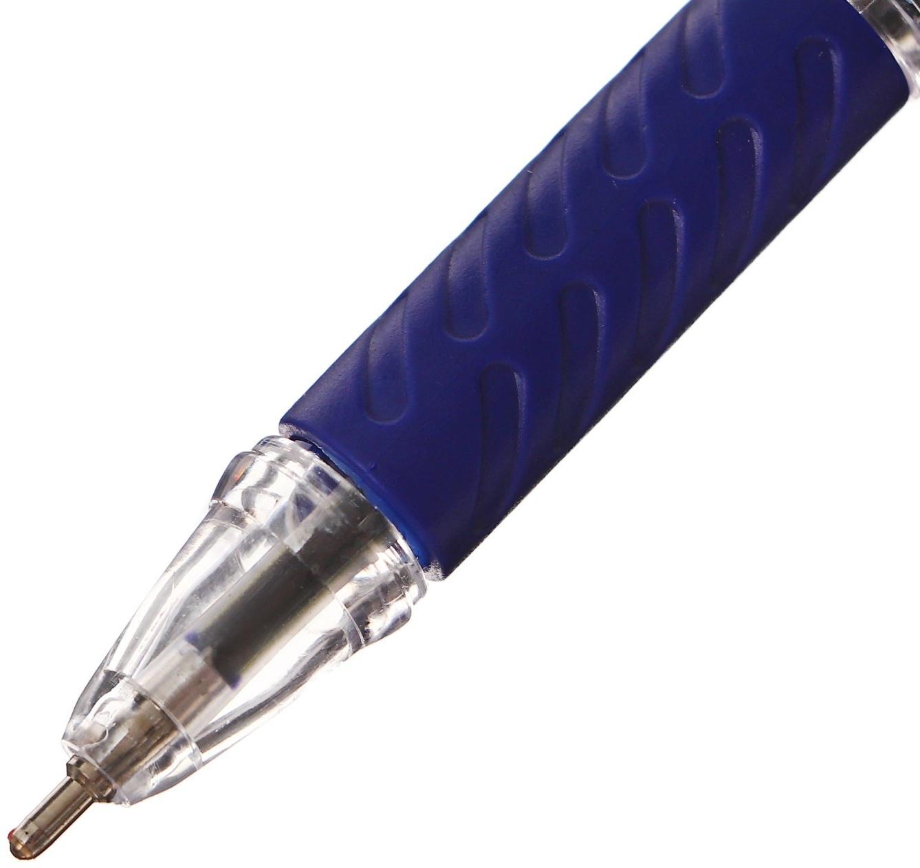 Набор 12 шт. Ручка шариковая 1,0мм синяя, с резиновым держателем (штрихкод на штуке)