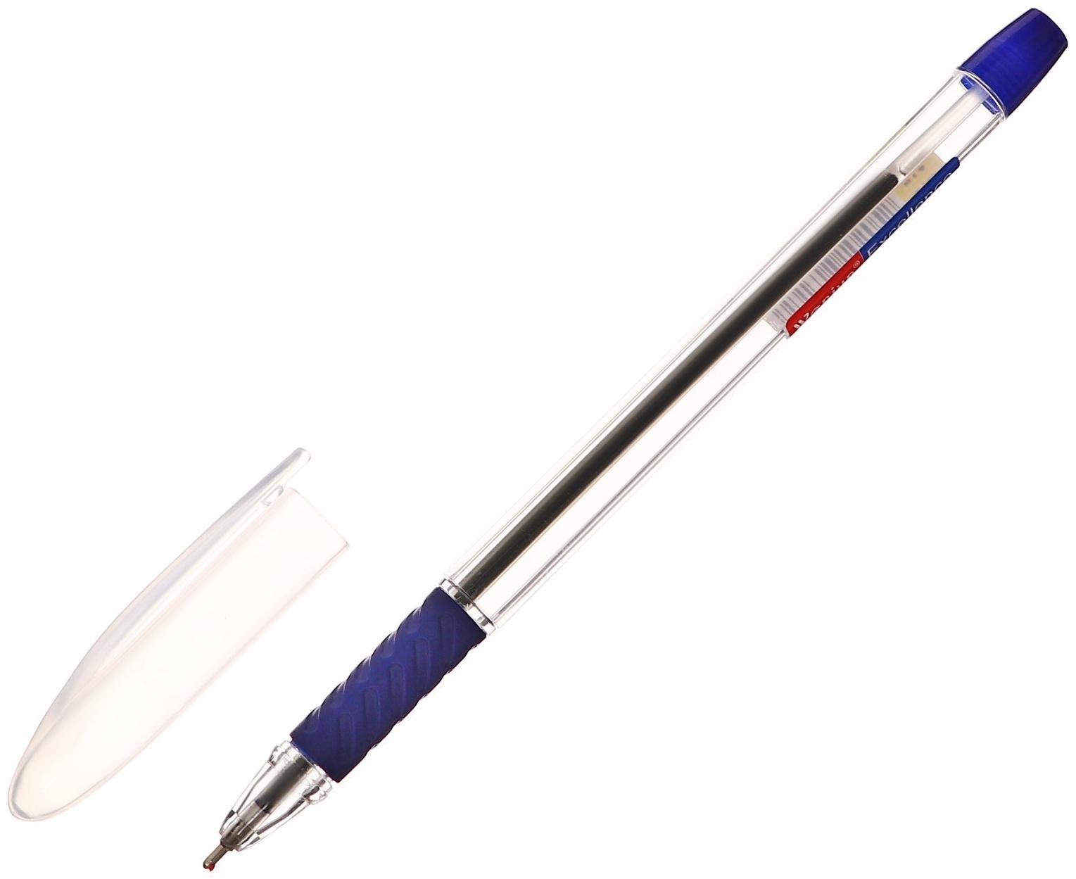 Набор 12 шт. Ручка шариковая 1,0мм синяя, с резиновым держателем (штрихкод на штуке)