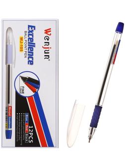 Набор 12 шт. Ручка шариковая 1,0мм синяя, с резиновым держателем (штрихкод на штуке)