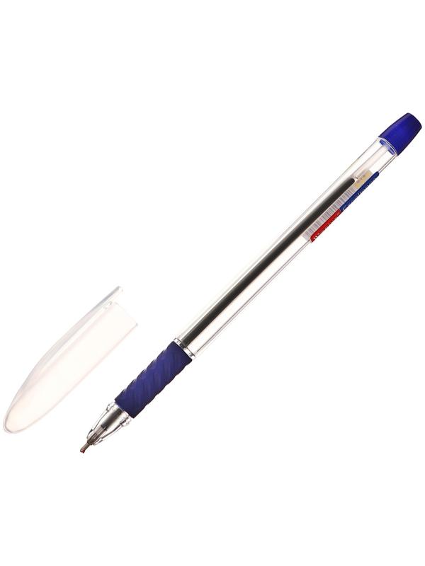 Набор 12 шт. Ручка шариковая 1,0мм синяя, с резиновым держателем (штрихкод на штуке)