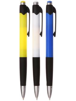 Набор 12 шт. Ручка шариковая автоматическая 0,5мм синяя, корпус МИКС с резиновым держателем