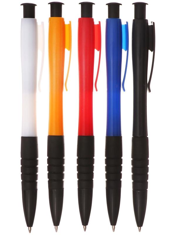 Набор 12 шт. Ручка шариковая автомат 0,5мм синяя, корпус МИКС с резин. держателем Офис