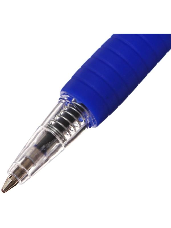 Набор 12 шт. Ручка шариковая автомат 0,7мм синяя, корпус прозр с резин держат (шк на штуке)