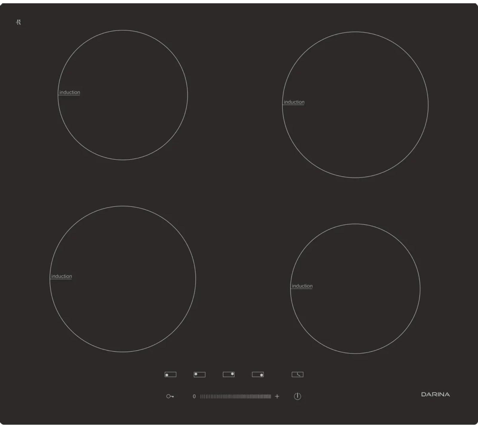 Варочная поверхность Darina 5 P EI313B, индукционная, 4 конфорки, сенсор, чёрная