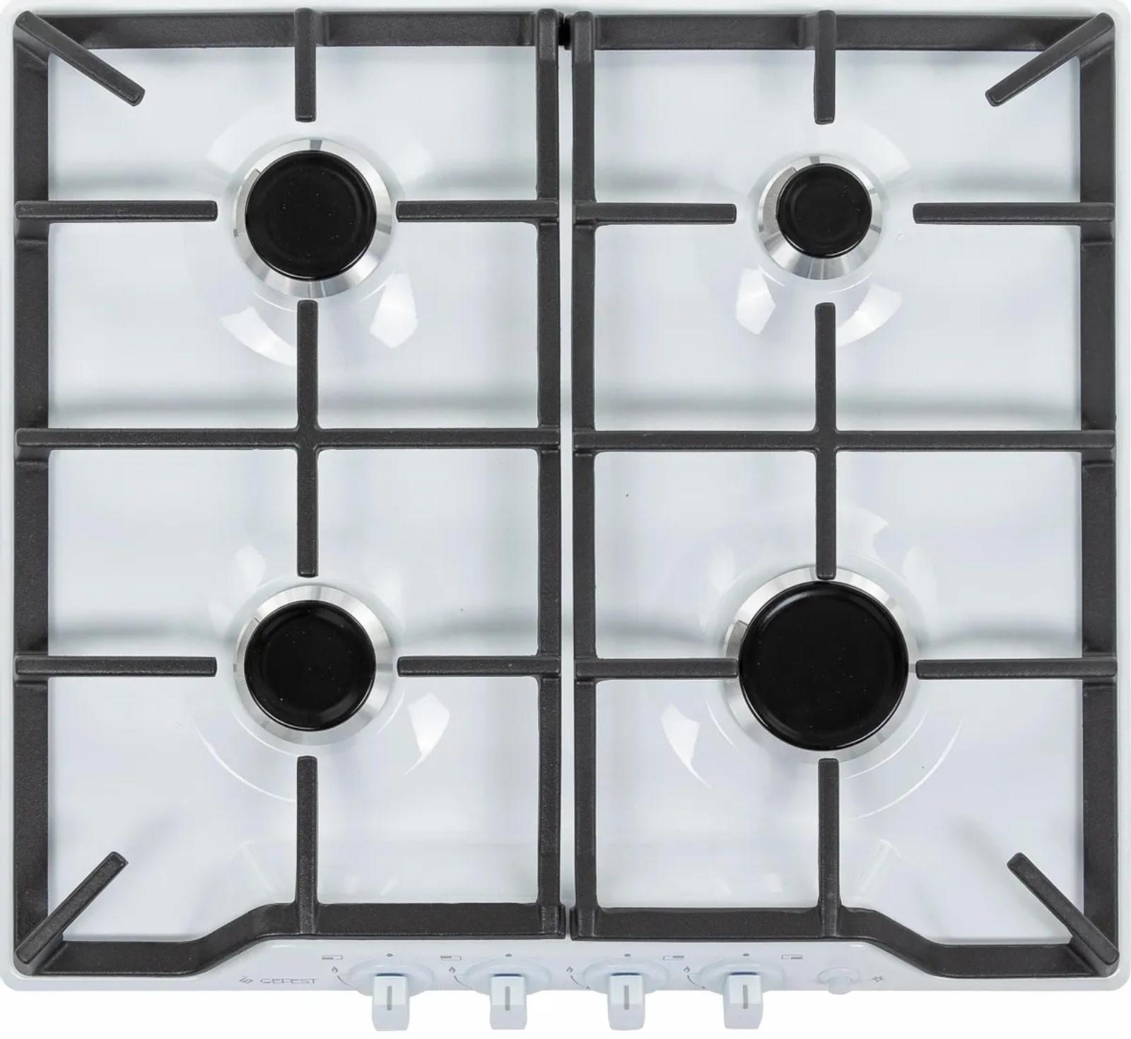 Варочная поверхность Gefest ПВГ 1212-01, газовая, 4 конфорки, белая