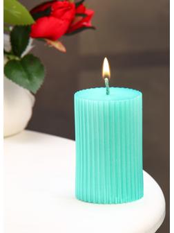 Свеча-цилиндр с гранями, 5х7,5 см, тиффани, металлик, 6 ч