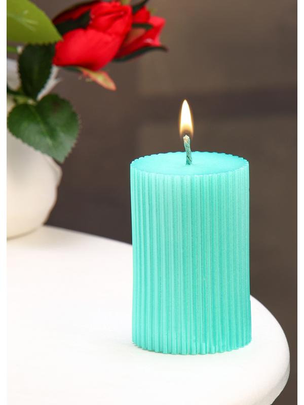 Свеча-цилиндр с гранями, 5х7,5 см, тиффани, металлик, 6 ч