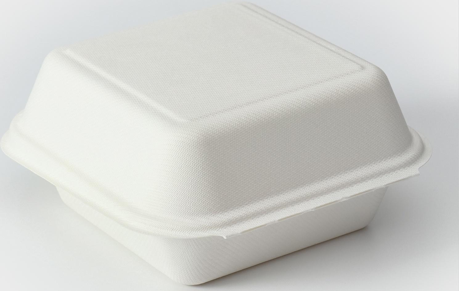 Ланч - бокс, коробка для бенто - торта и бургера, 15,2×15,2×8 см, сахарный тростник, 50 шт/уп