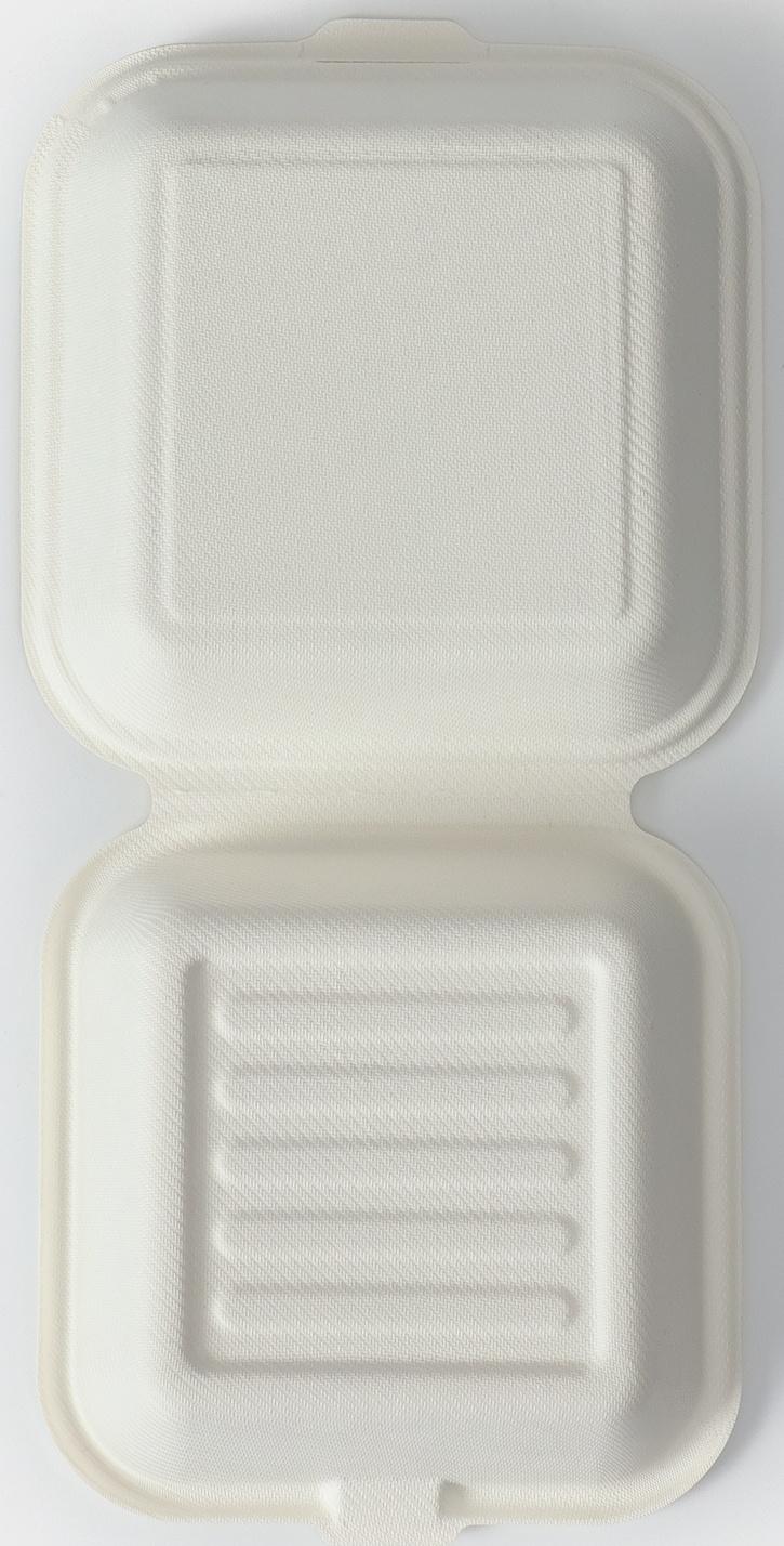 Ланч - бокс, коробка для бенто - торта и бургера, 15,2×15,2×8 см, сахарный тростник, 50 шт/уп