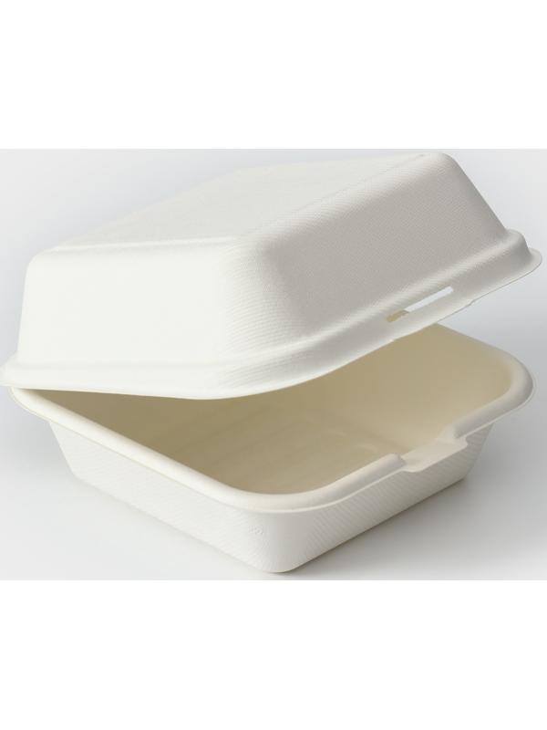 Ланч - бокс, коробка для бенто - торта и бургера, 15,2×15,2×8 см, сахарный тростник, 50 шт/уп