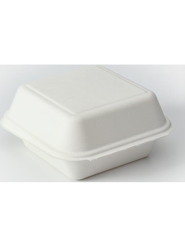 Ланч - бокс, коробка для бенто - торта и бургера, 15,2×15,2×8 см, сахарный тростник, 50 шт/уп
