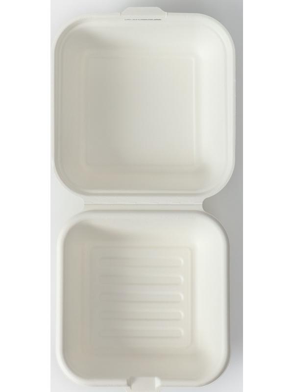 Ланч - бокс, коробка для бенто - торта и бургера, 15,2×15,2×8 см, сахарный тростник, 50 шт/уп