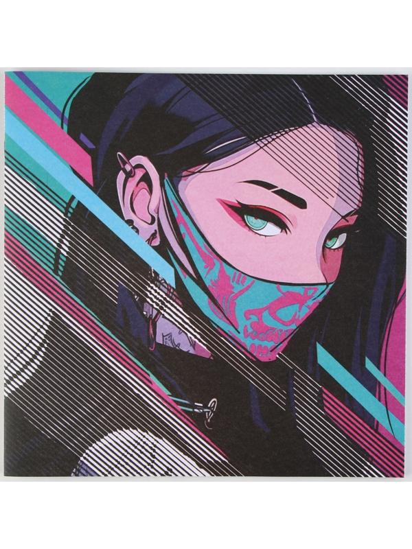 Раскраска-антистресс по полоскам «Девушка в маске», 21 х 21 см