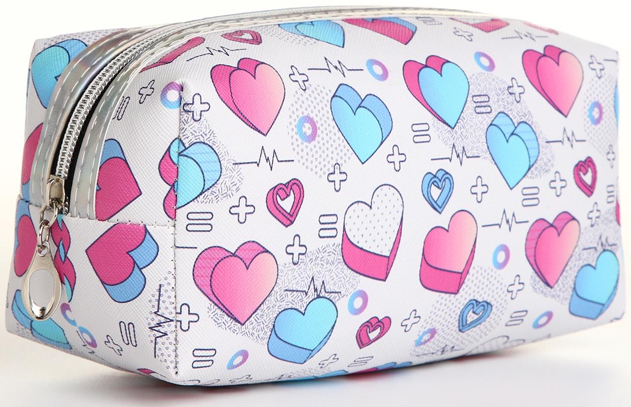 Косметичка на молнии, цвет белый/разноцветный