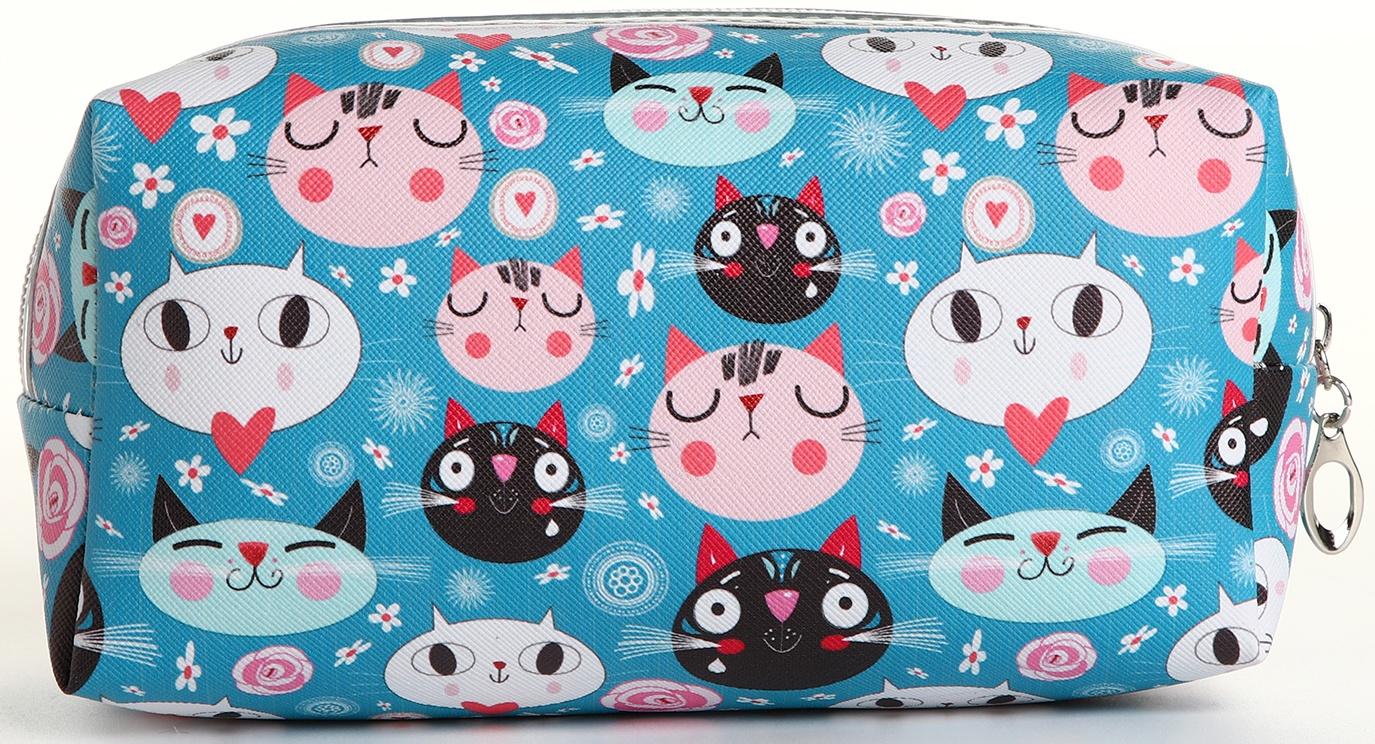Косметичка на молнии, цвет голубой