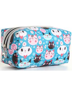 Косметичка на молнии, цвет голубой