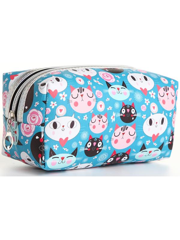 Косметичка на молнии, цвет голубой