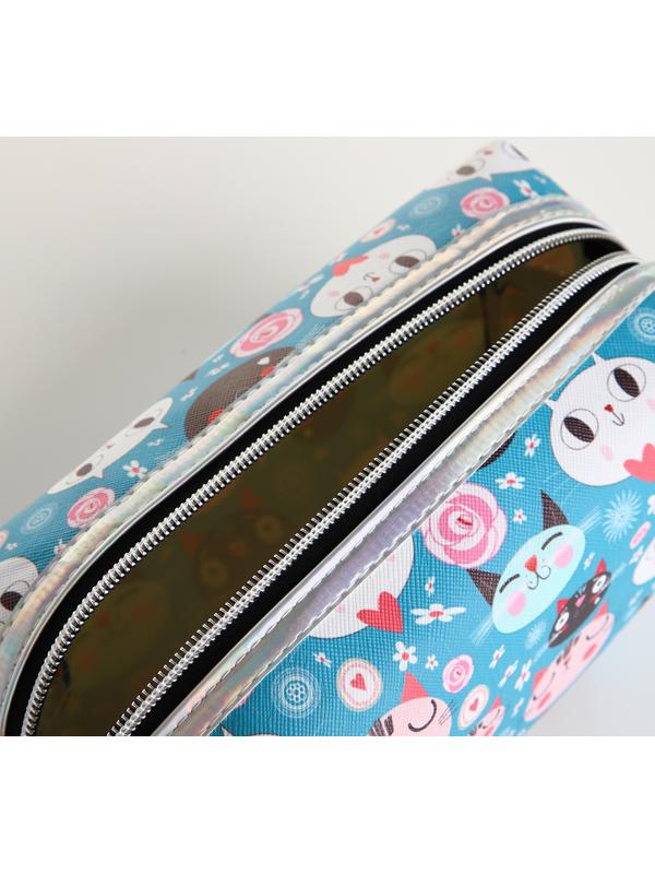 Косметичка на молнии, цвет голубой