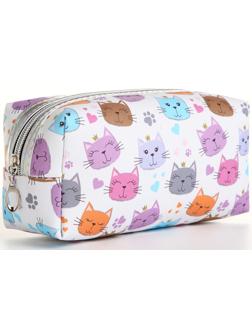 Косметичка на молнии, цвет белый/разноцветный