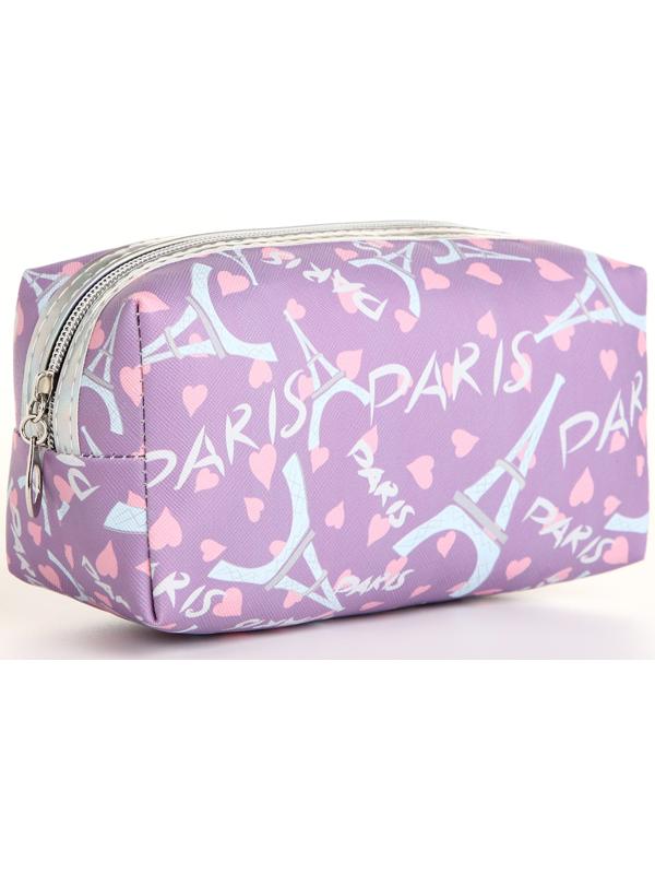 Косметичка на молнии, цвет сиреневый