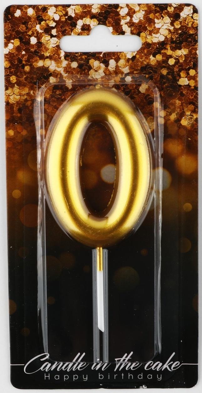Свеча-цифра в торт «0», золото, 4 х 10 см