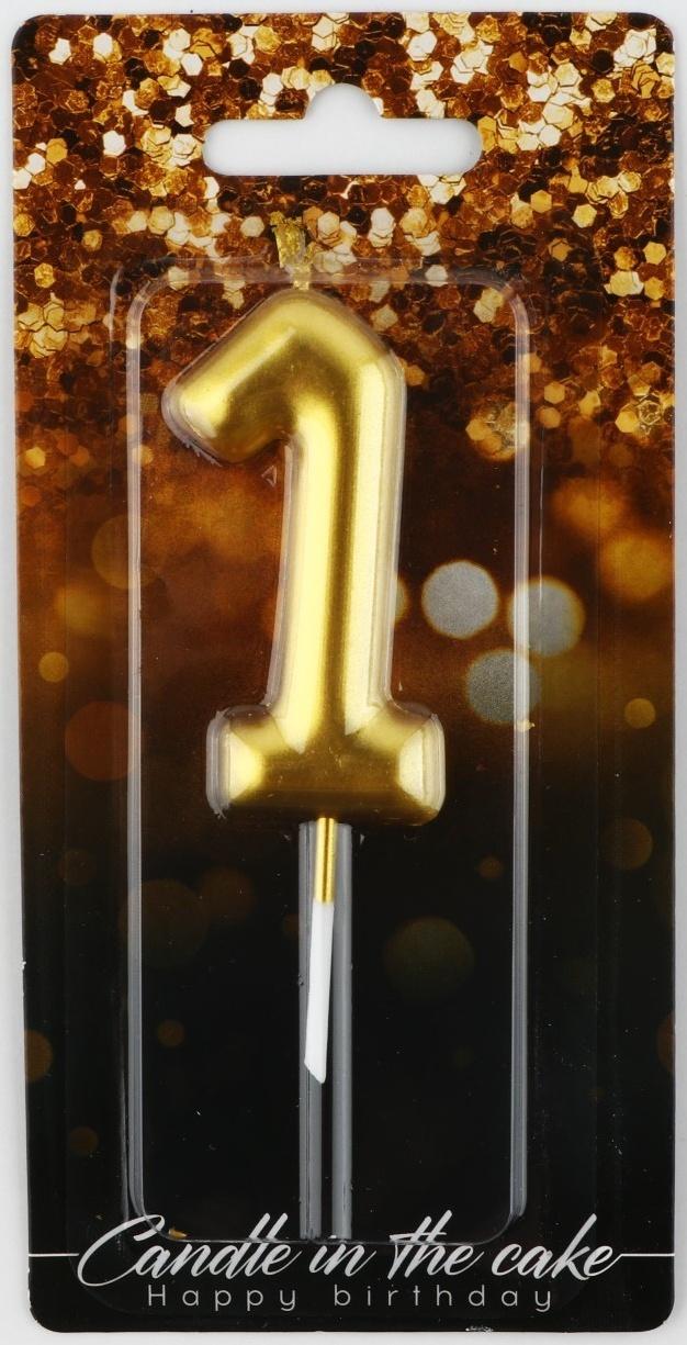 Свеча-цифра в торт «1», золото, 4 х 10 см