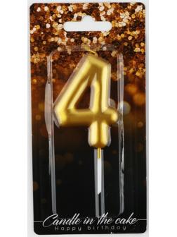 Свеча-цифра в торт «6», золото, 4 х 10 см