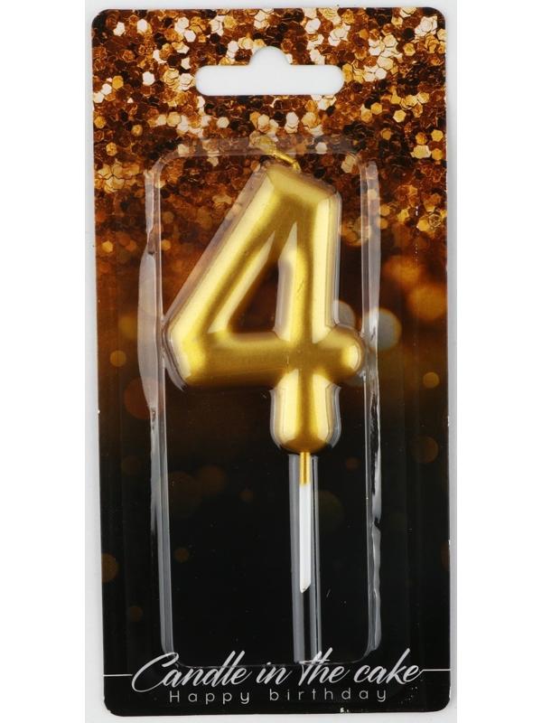 Свеча-цифра в торт «6», золото, 4 х 10 см