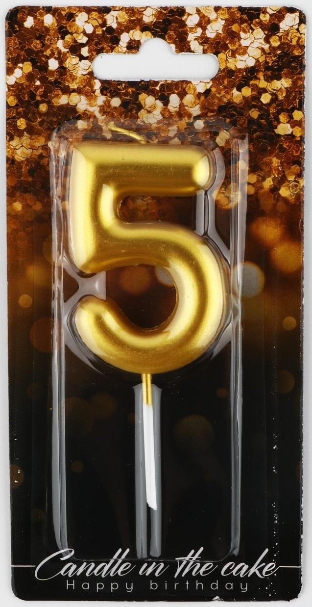 Свеча-цифра в торт «4», золото, 4 х 10 см