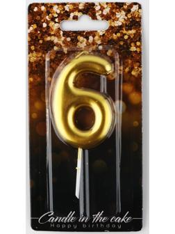 Свеча-цифра в торт «5», золото, 4 х 10 см