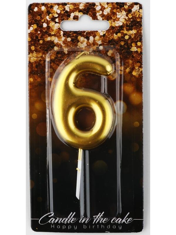 Свеча-цифра в торт «5», золото, 4 х 10 см
