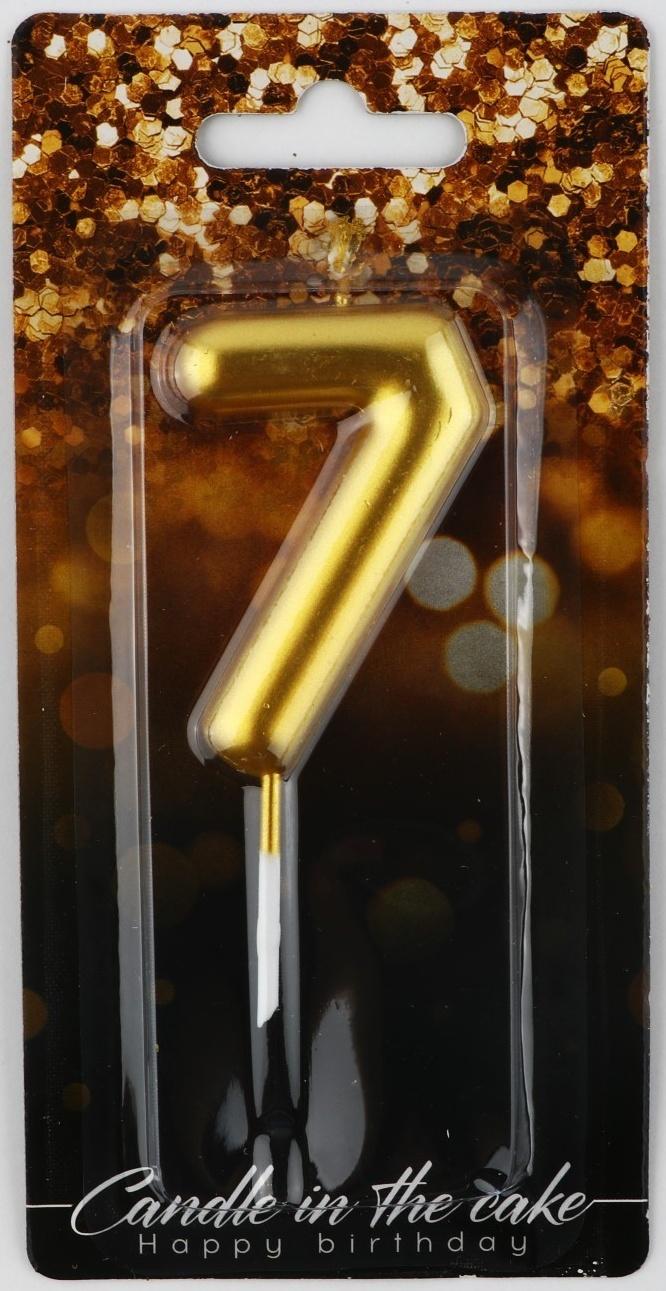 Свеча-цифра в торт «7», золото, 4 х 10 см