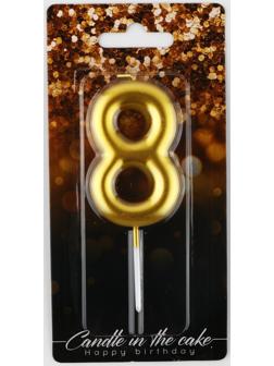 Свеча-цифра в торт «8», золото, 4 х 10 см