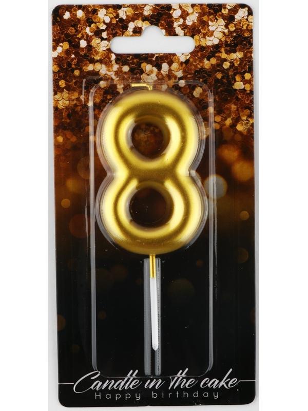 Свеча-цифра в торт «8», золото, 4 х 10 см