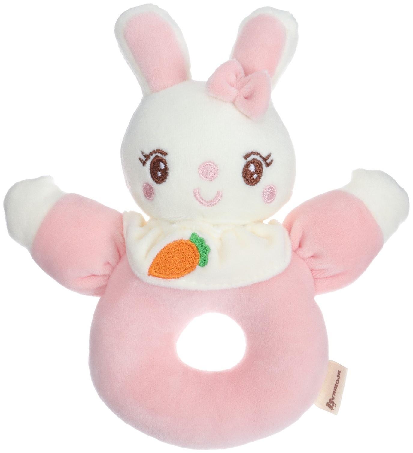 Погремушка мягкая на кольце «Милая зайка», от 3 мес., Крошка Я