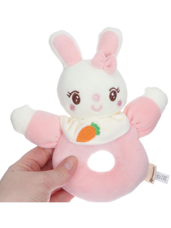 Погремушка мягкая на кольце «Милая зайка», от 3 мес., Крошка Я