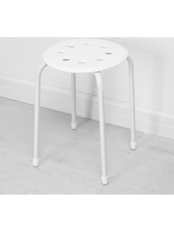 Табурет с пластмассовым сиденьем, цвет белый