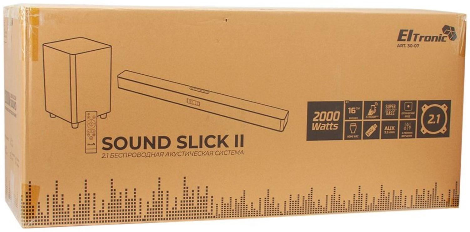 Саундбар ELTRONIC SOUND SLICK 2 (30-07), беспр., 200 Вт,Optical, AUX, BT, USB, HDMI, черный
