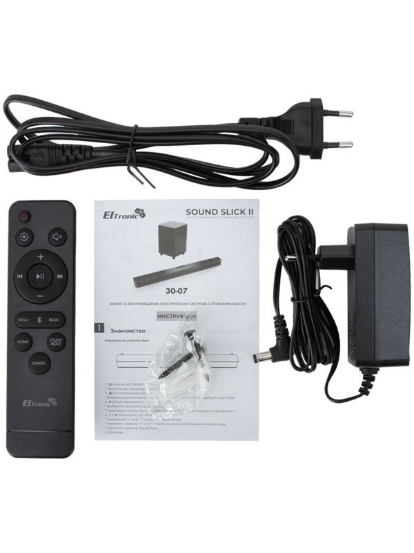 Саундбар ELTRONIC SOUND SLICK 2 (30-07), беспр., 200 Вт,Optical, AUX, BT, USB, HDMI, черный