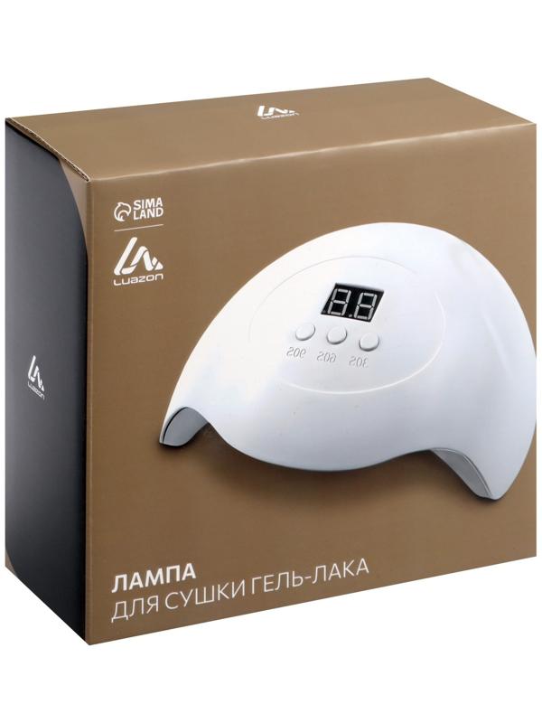 Лампа для гель-лака Luazon LUF-06, UV/LED, 36 Вт, 15 диодов, таймер 30/60/90 с, USB, белая