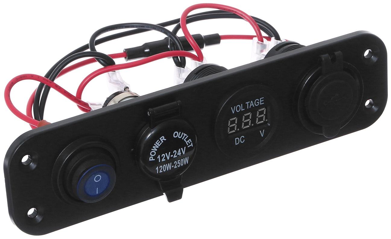 Приборная панель, вольтметр, прикуриватель, 2 USB 2.1 А, 5 В