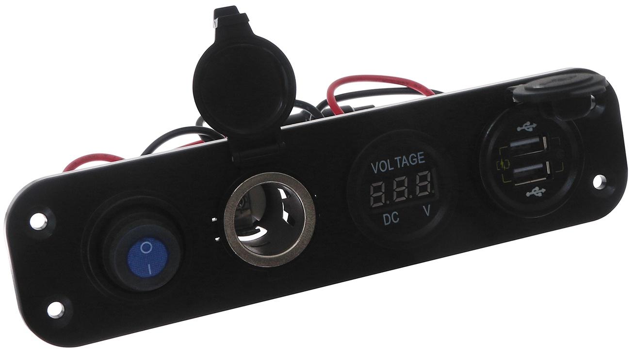 Приборная панель, вольтметр, прикуриватель, 2 USB 2.1 А, 5 В