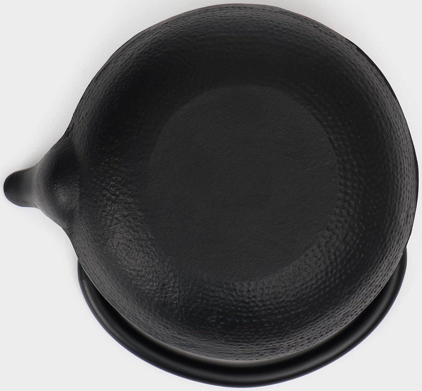 Чайник чугунный, 600 мл, с ситом, эмалированное покрытие внутри, цвет чёрный