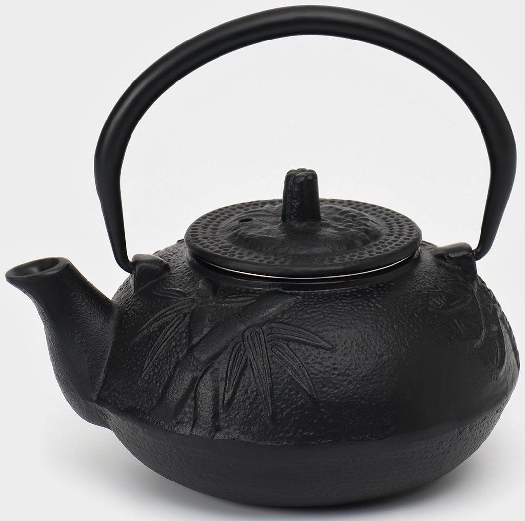 Чайник чугунный, 600 мл, с ситом, эмалированное покрытие внутри, цвет чёрный