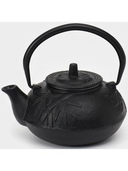 Чайник чугунный, 600 мл, с ситом, эмалированное покрытие внутри, цвет чёрный