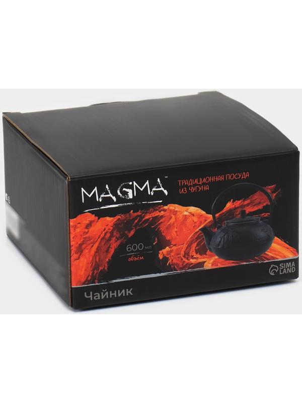 Чайник чугунный, 600 мл, с ситом, эмалированное покрытие внутри, цвет чёрный